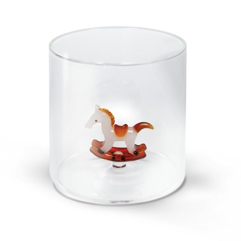 Glas aus Borosilikatglas mit Schaukelpferd-Figur, 250 ml, transparent, Wd Lifestyle