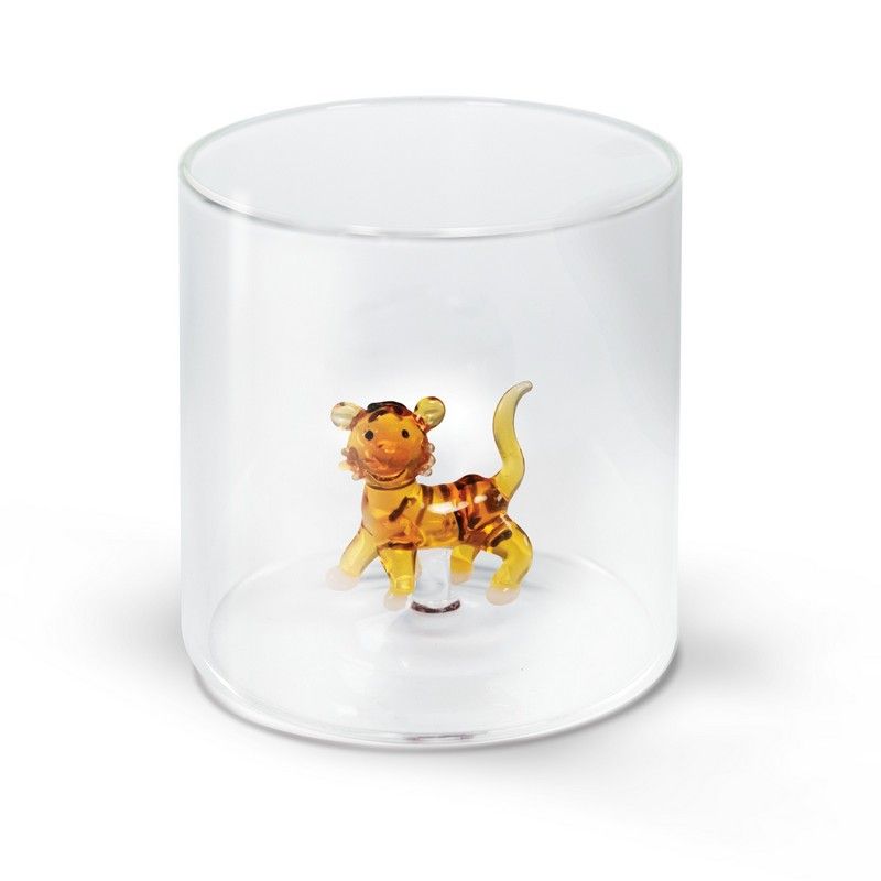 Borosilikatglas mit Tiger-Figur 250 ml Transparent Wd Lifestyle
