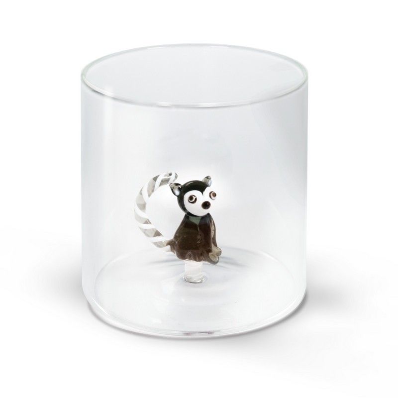 Borosilikatglas mit Lemuren-Figur 250 ml Transparent Wd Lifestyle