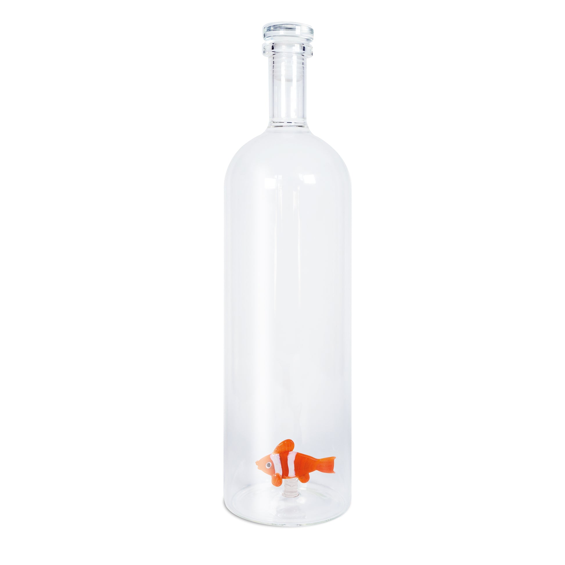 Bottiglia 1,2L in Vetro Borosilicato con Tappo Pesce Pagliaccio