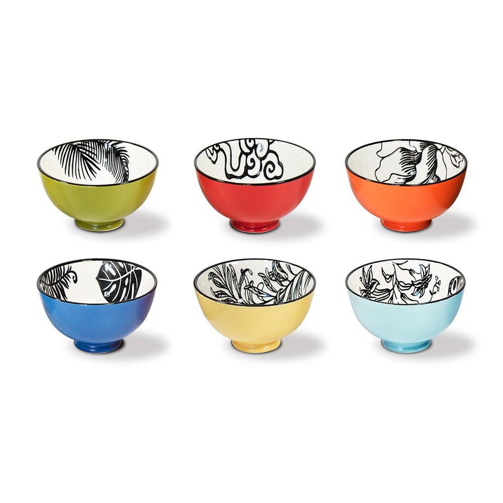 SET 6 COPPETTE SUSHI COLORATE CON DECORAZIONI 11CM