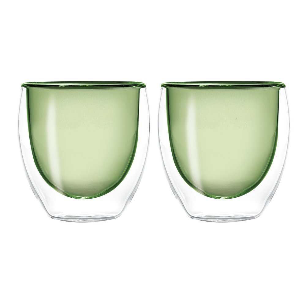 SET 2 BICHIERINI DOPPIA PARETE COLORE VERDE 100ML