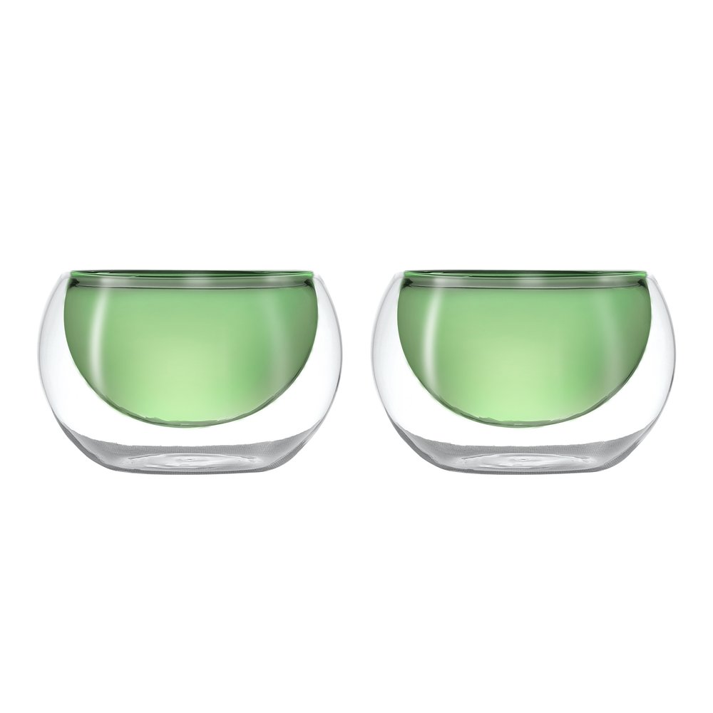 SET 2 CIOTOLE DOPPIA PARETE IN VETRO BOROSILICATO VERDI