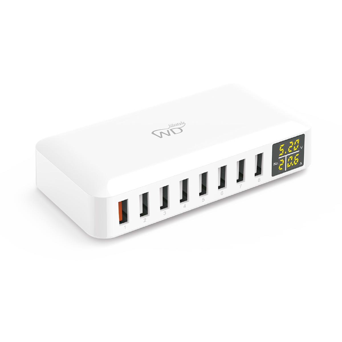CARICATORE MULTIPLO CON 8 PORTE USB BIANCO