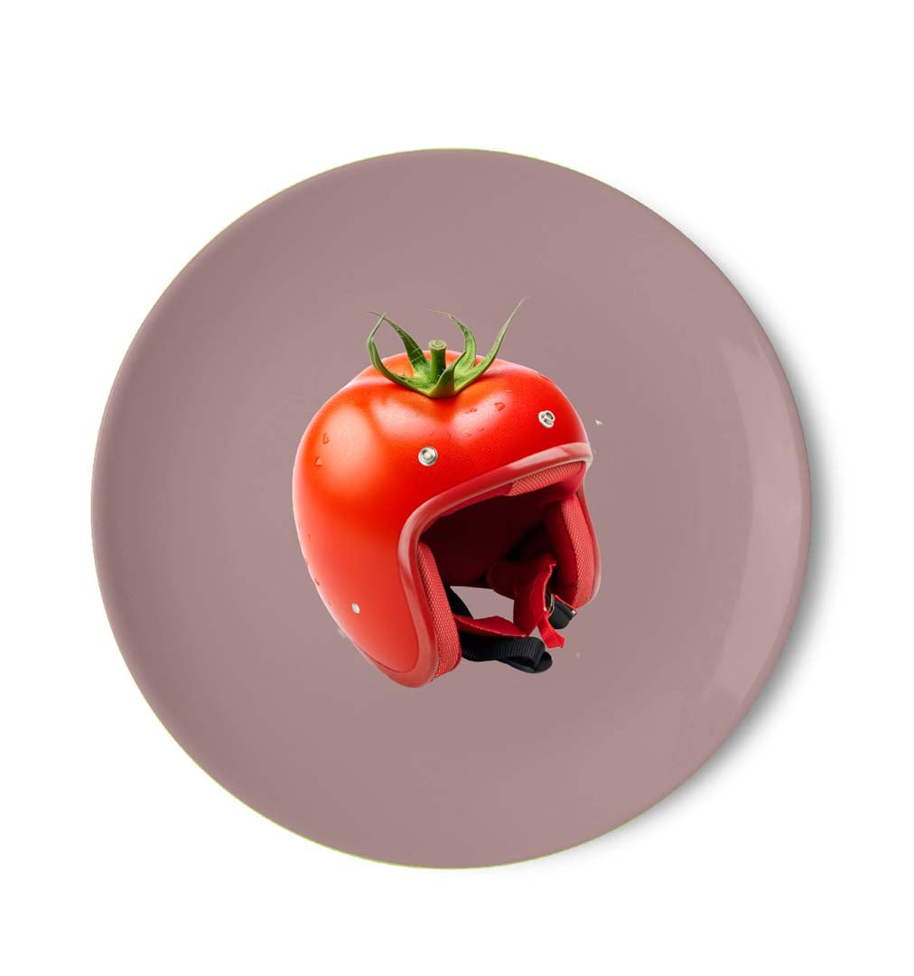 Piatto pizza in porcellana con casco pomodoro