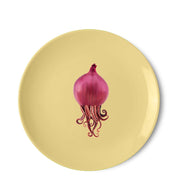 Piatto pizza in porcellana giallo con polipo cipolla