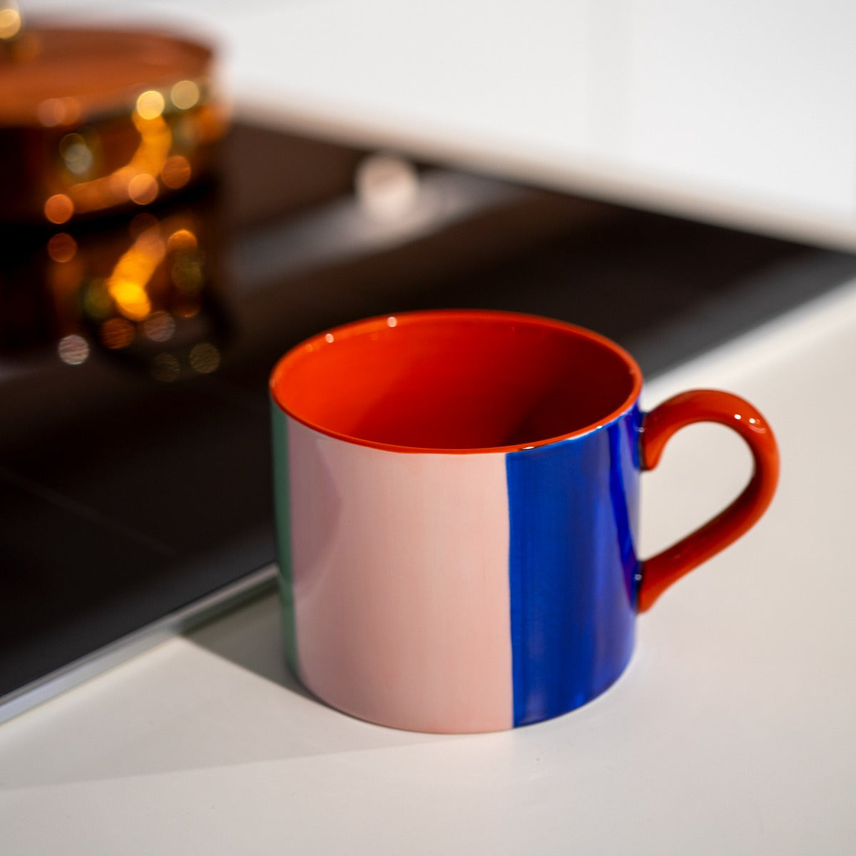 Tazza Colazione 400ml Rosa Blu Verde