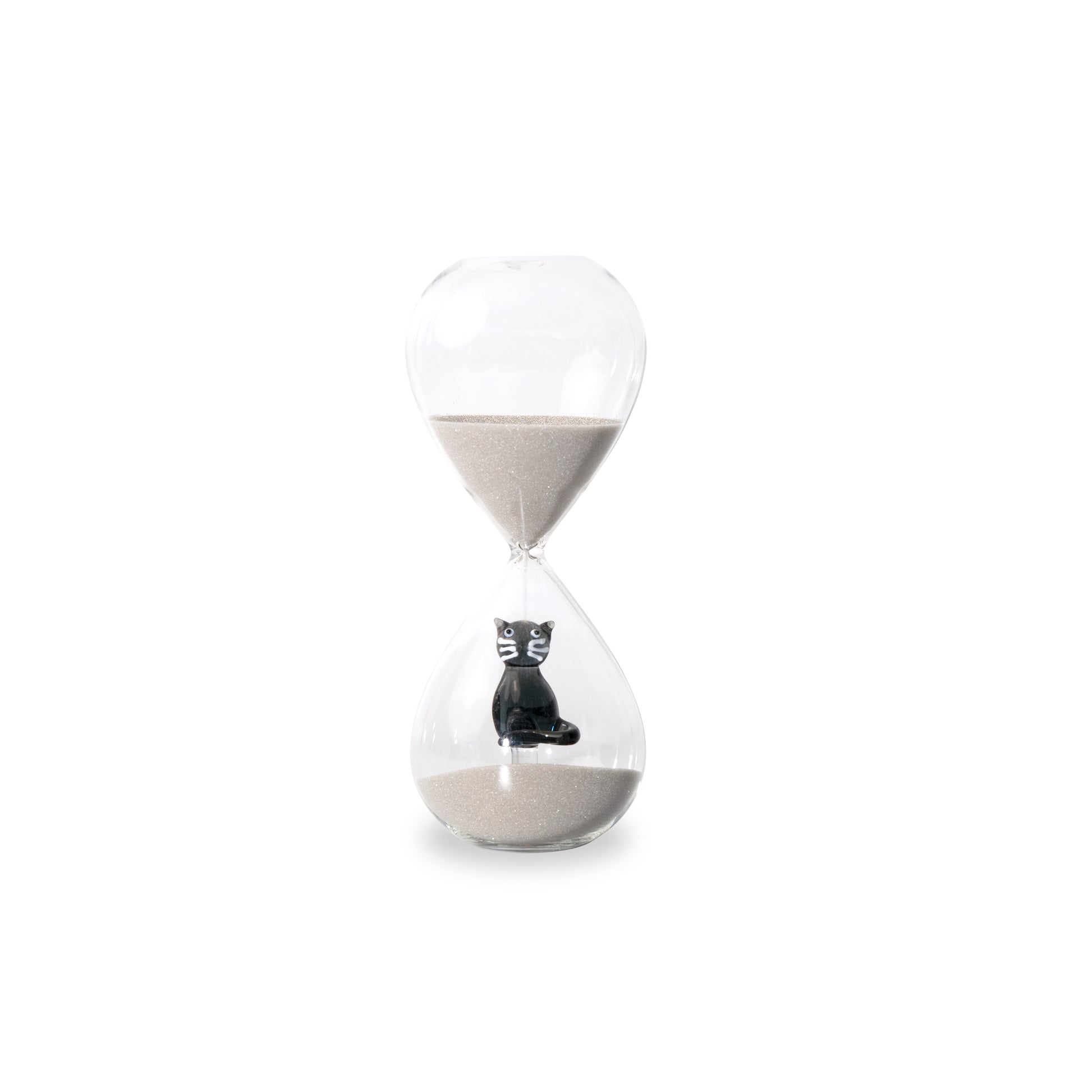 Clessidra 15 Minuti in Borosilicato con Base Gatto