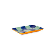 Piatto Piano in Gres 20.5 x 15.3 cm Scacchiera Blu e Verde WD LIFESTYLE