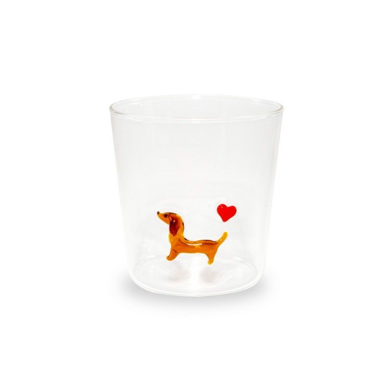 Glas aus Borosilikatglas mit Dackel-Motiv 250ml Transparent Wd Lifestyle