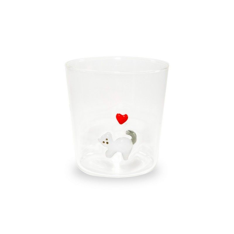 Glas aus Borosilikatglas mit Katzendekor 250 ml Transparent Wd Lifestyle