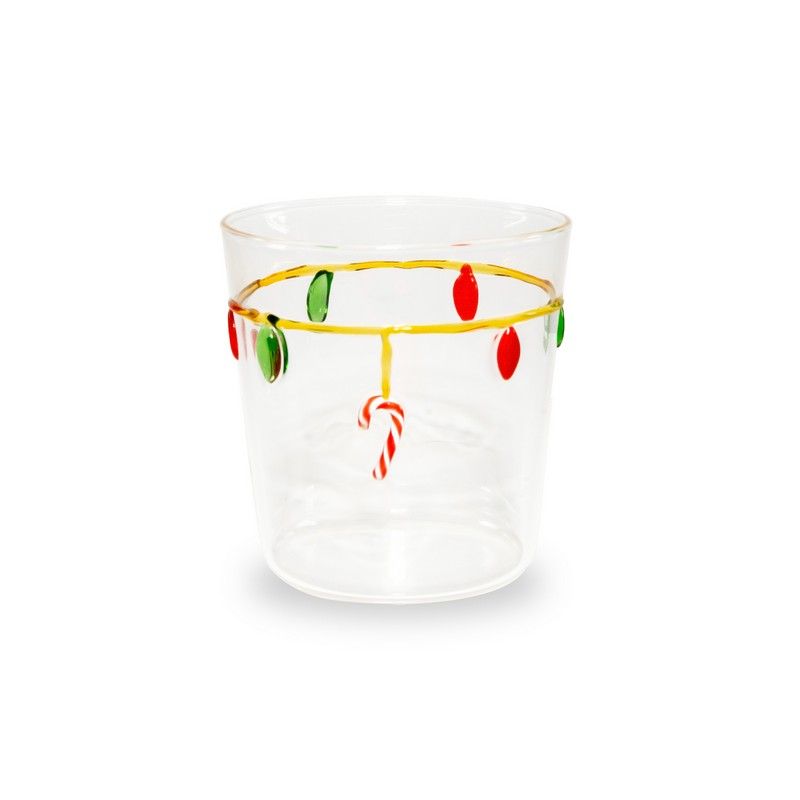 Borosilikatglas mit Weihnachtsbeleuchtungs-Dekor, 250 ml, transparent, mehrfarbig, Wd Lifestyle