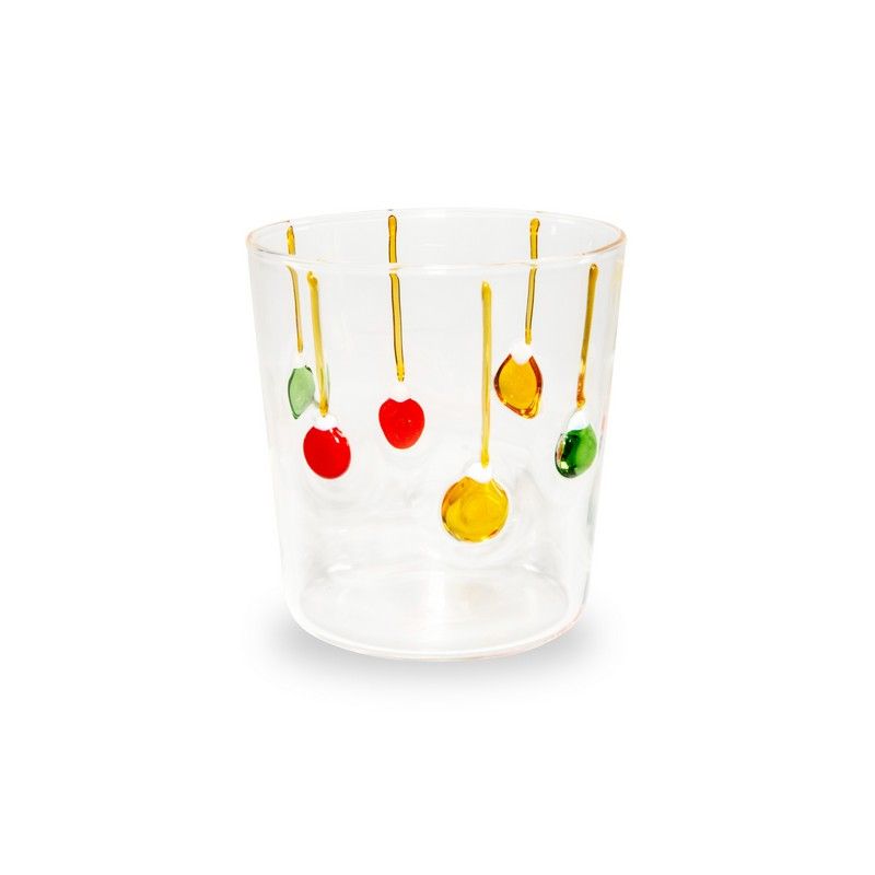 Glas aus Borosilikatglas mit Dekor Christmas Baubles, 250 ml, transparent, Wd Lifestyle