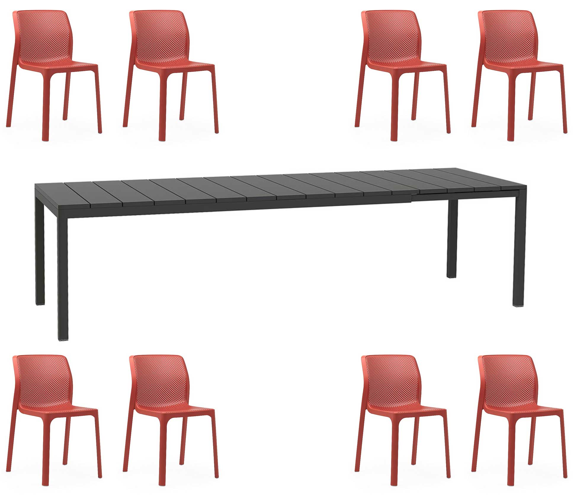 ANGEBOT: AUSZIEHBARER RIO-TISCH 210/280 CM + 8 BIT-STÜHLE IN IHRER FARBWAHL