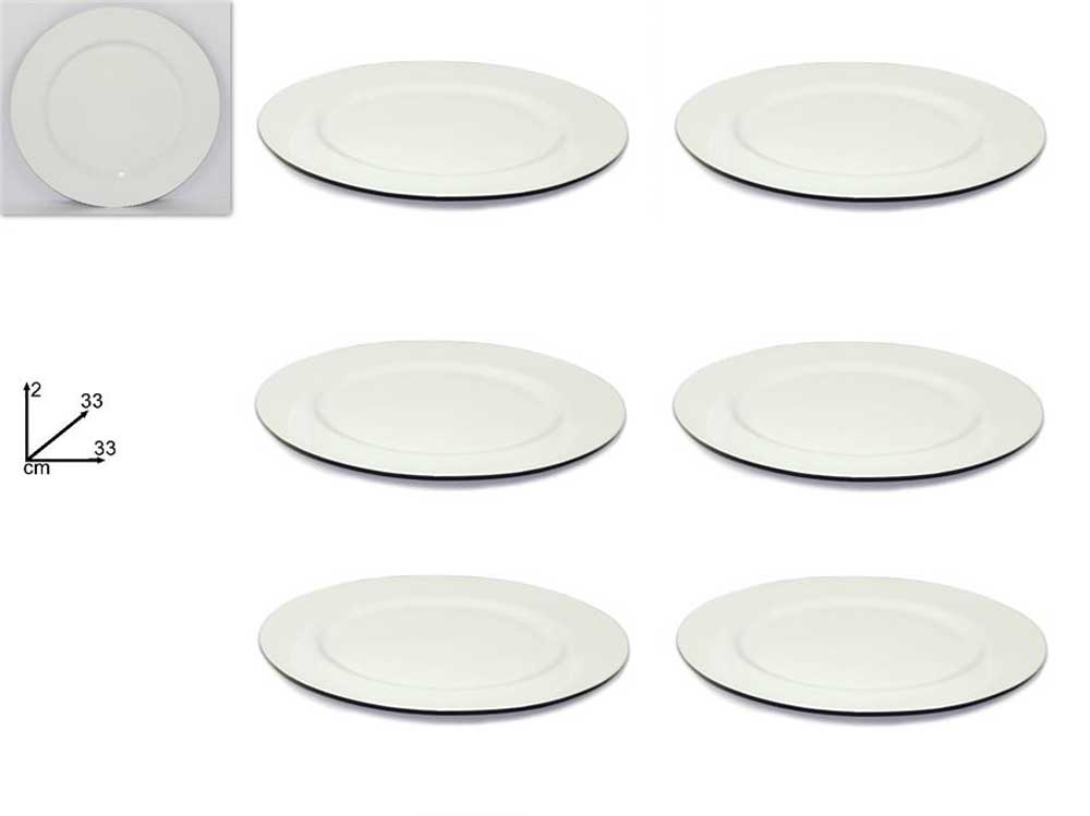 OFFERTA 6 SOTTOPIATTI CIRCOLARI BIANCHI 33CM