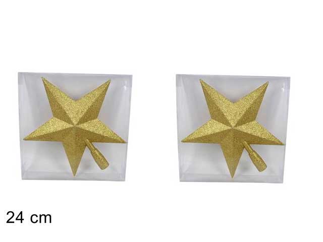 OFFERTA 2 PUNTALI STELLA ORO GLITTER 24CM