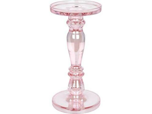 CANDELABRO IN VETRO 13X27CM COLORE ROSA