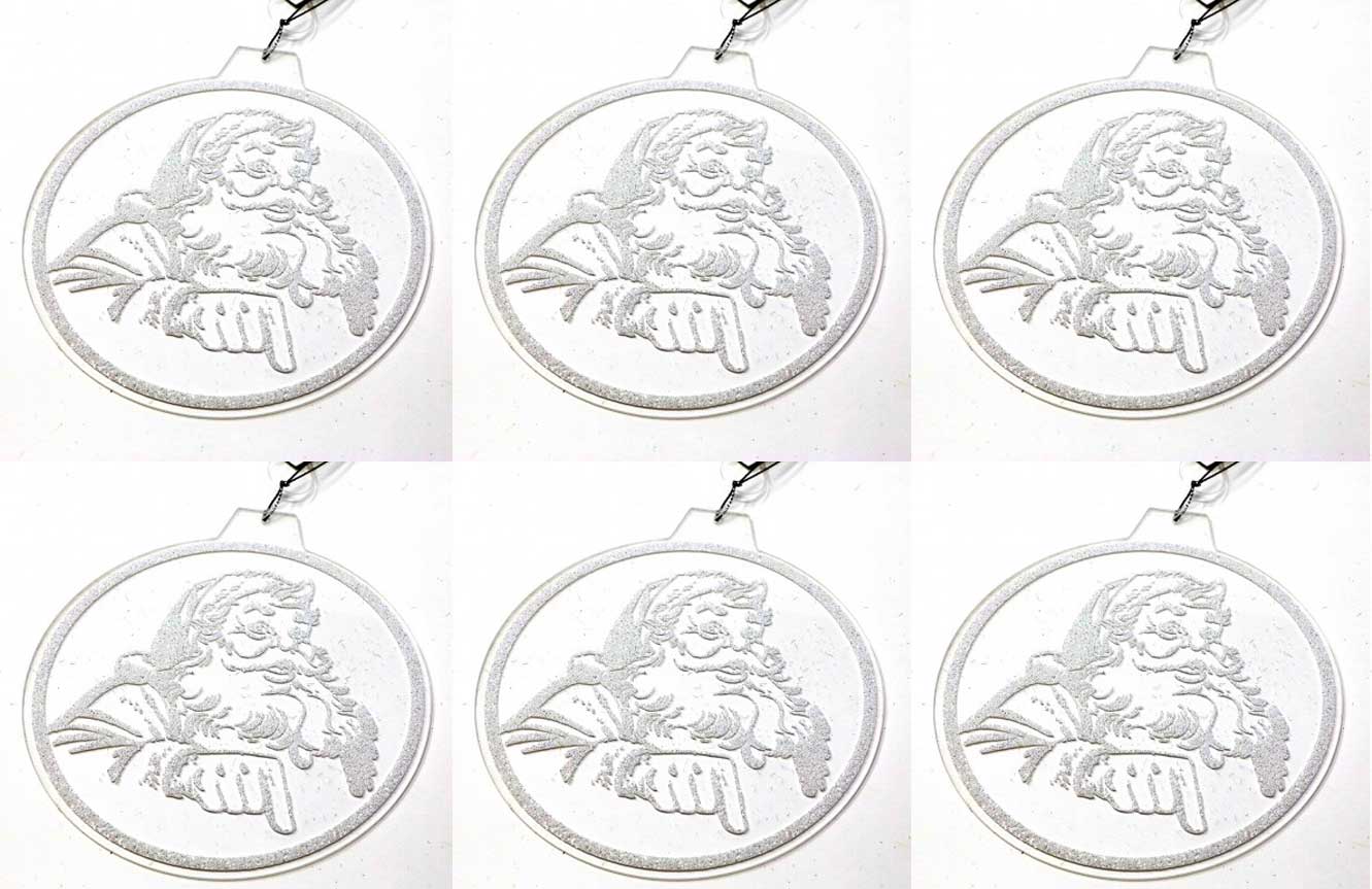 OFFERTA 6 DISCHI DECORATIVI APPENDIBILI CON BABBO NATALE 12CM