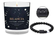 CANDELA CON SEGNO ZODIACALE BILANCIA CON BRACCIALE NERO ASTRO