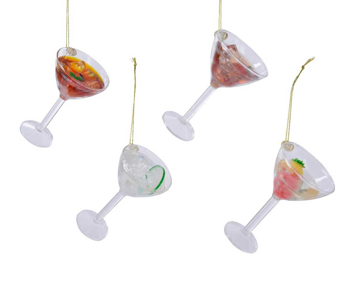 PENDENTE NATALIZIO A FORMA DI BICCHIERE CON DRINK 8CM ASSORTITO