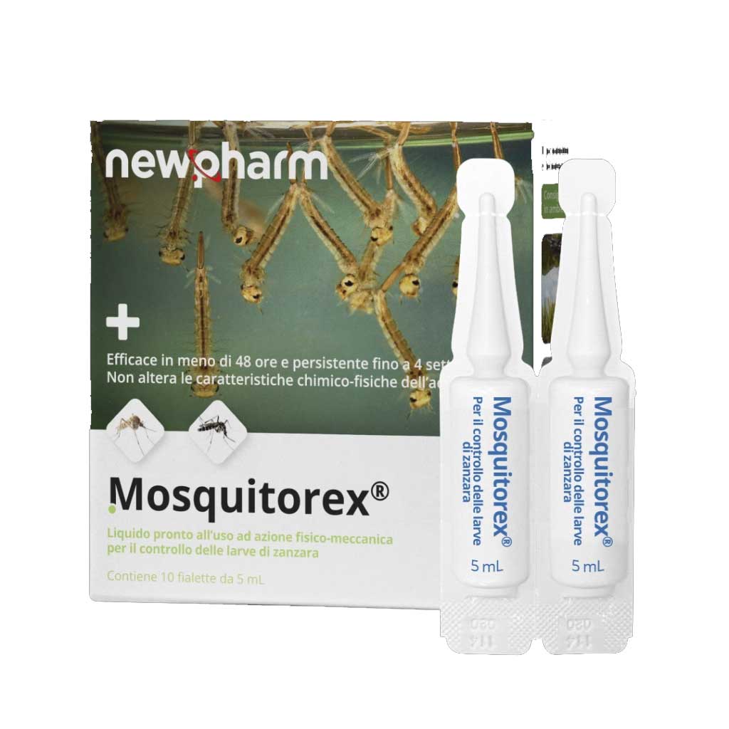 MOSQUITOREX  PER IL CONTROLLO DELLE LARVE E DELLE PUPE DI ZANZARA 10 FIALETTE DA 5ML