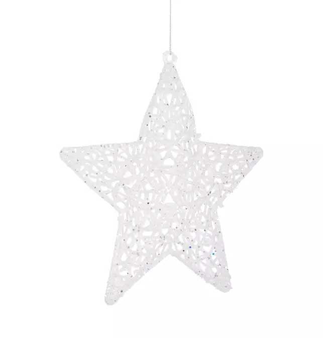 PENDAGLIO NATALIZIO STELLA BIANCA 25X25CM