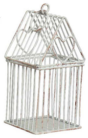 DECORAZIONE GABBIA PER UCCELLI BIANCO ANTICO 8X8XH15.5CM