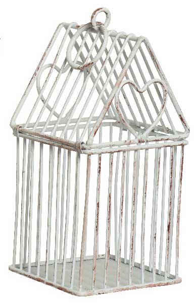 DECORAZIONE GABBIA PER UCCELLI BIANCO ANTICO 8X8XH15.5CM
