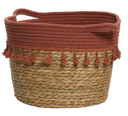 BORSA A CESTINO IN VIMINI ROSSA 30XH23CM
