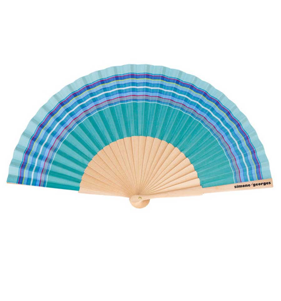 VENTAGLIO COTONE E LEGNO AZZURRO MARTIN 23X3CM