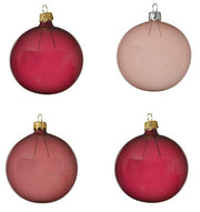 OFFERTA 4 PALLINE ROSA CON FINITURA SMALTATA 8CM ASSORTITE
