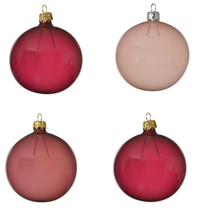 OFFERTA 4 PALLINE ROSA CON FINITURA SMALTATA 8CM ASSORTITE