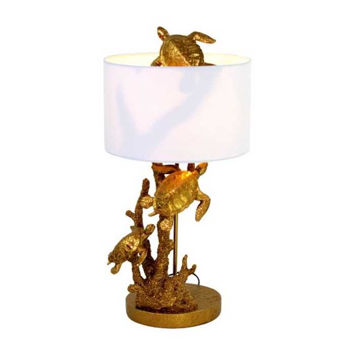 LAMPADA DA TAVOLO ORO/BIANCO TARTARUGHE 30X30X62CM