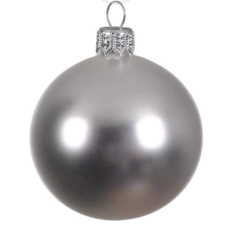 PALLINA DI NATALE IN VETRO ARGENTO OPACO 8CM