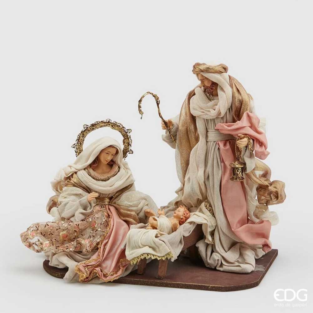 NATIVITA KING IN RESINA CON CULLA H36CM BIANCO/ROSA
