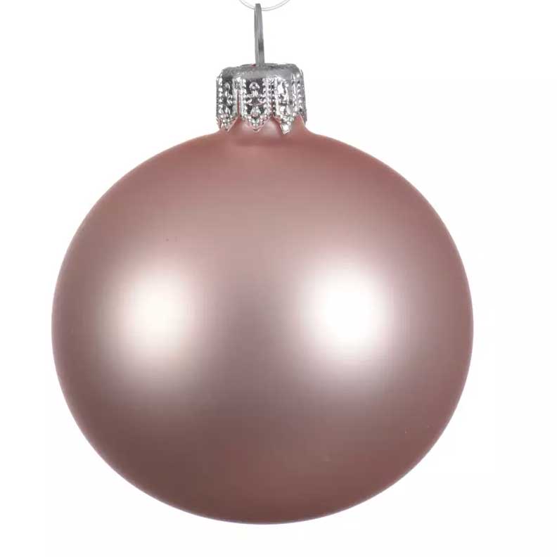 PALLINA DI NATALE IN VETRO ROSA OPACO 10CM