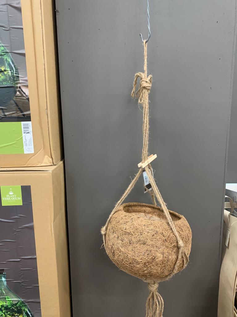 COPRIVASO IN COCCO DA APPENDERE D.17CM