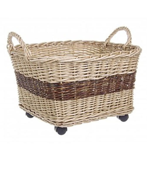 CESTA PORTA LEGNA CON RUOTE 50X50XH35CM
