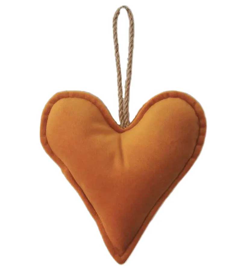 CUORE VELLUTATO APPENDIBILE ARANCIONE 16CM