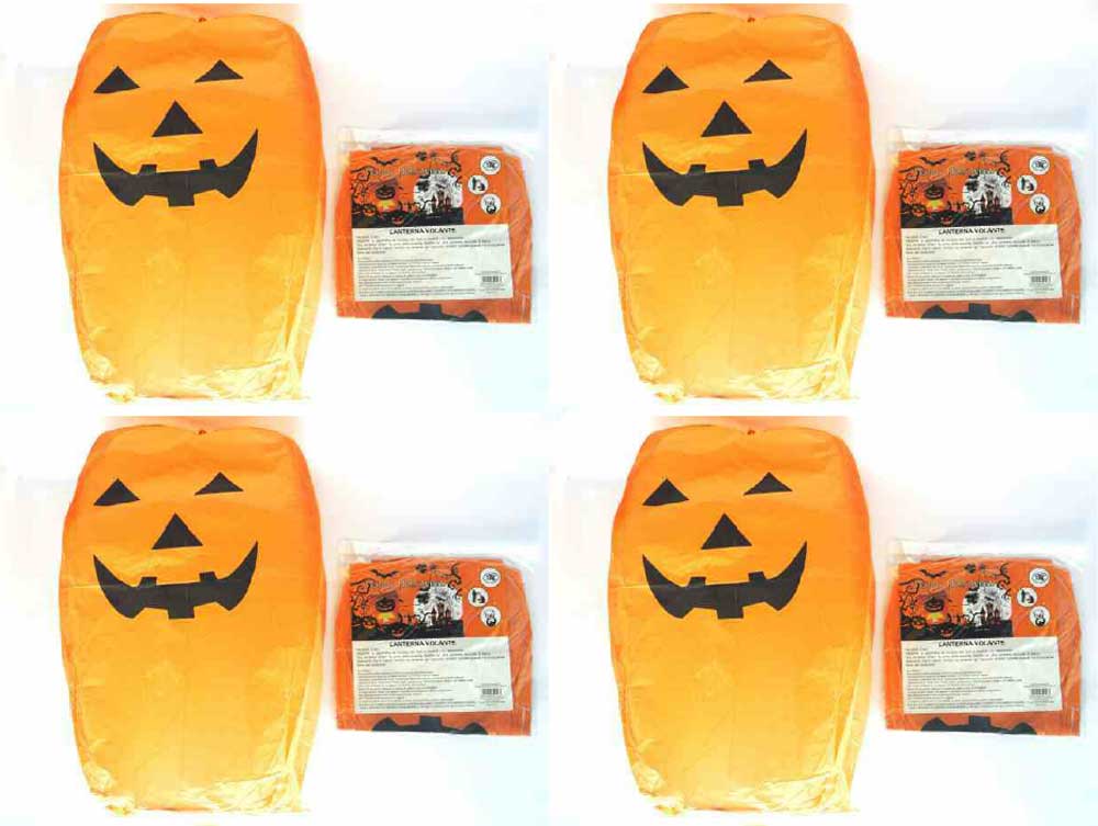 OFFERTA 4 LANTERNE CINESI ZUCCA DI HALLOWEEN 80X55CM