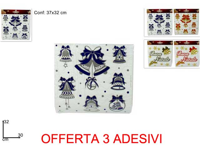 OFFERTA 3 ADESIVI GLITTERATI DI NATALE ASSORTITI