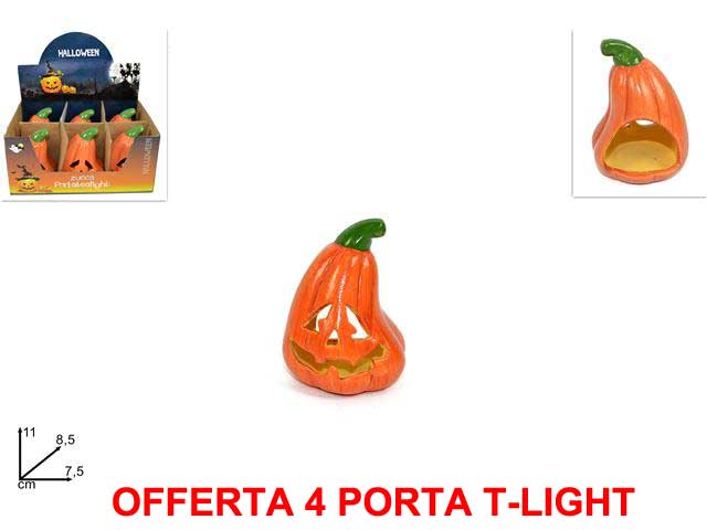 OFFERTA 4 PORTA TEALIGHT LANTERNA ZUCCA DI HALLOWEEN 11CM