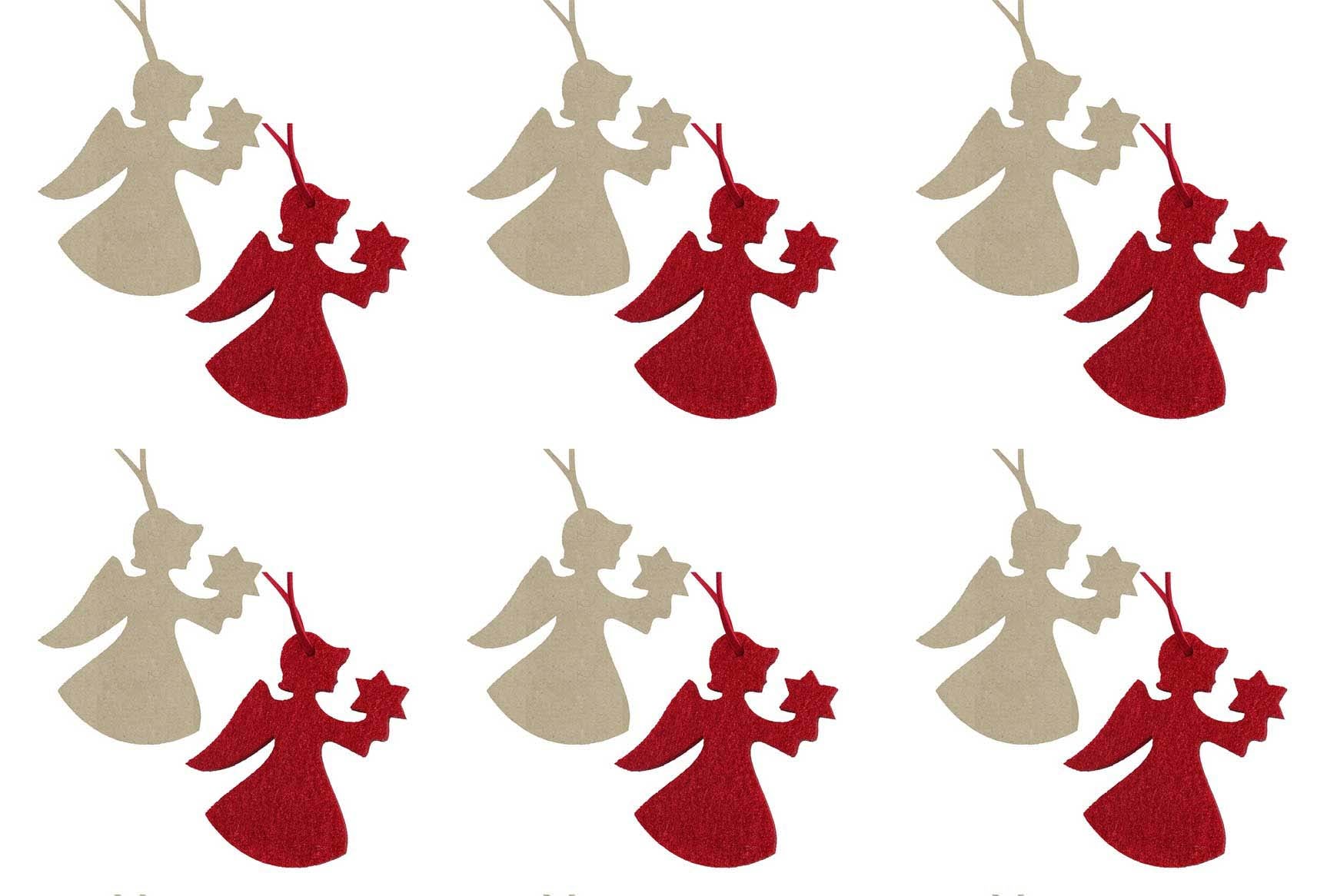 OFFERTA 12 ANGELI STELLA 10CM IN PANNO LENCI APPENDIBILI ASSORTITI