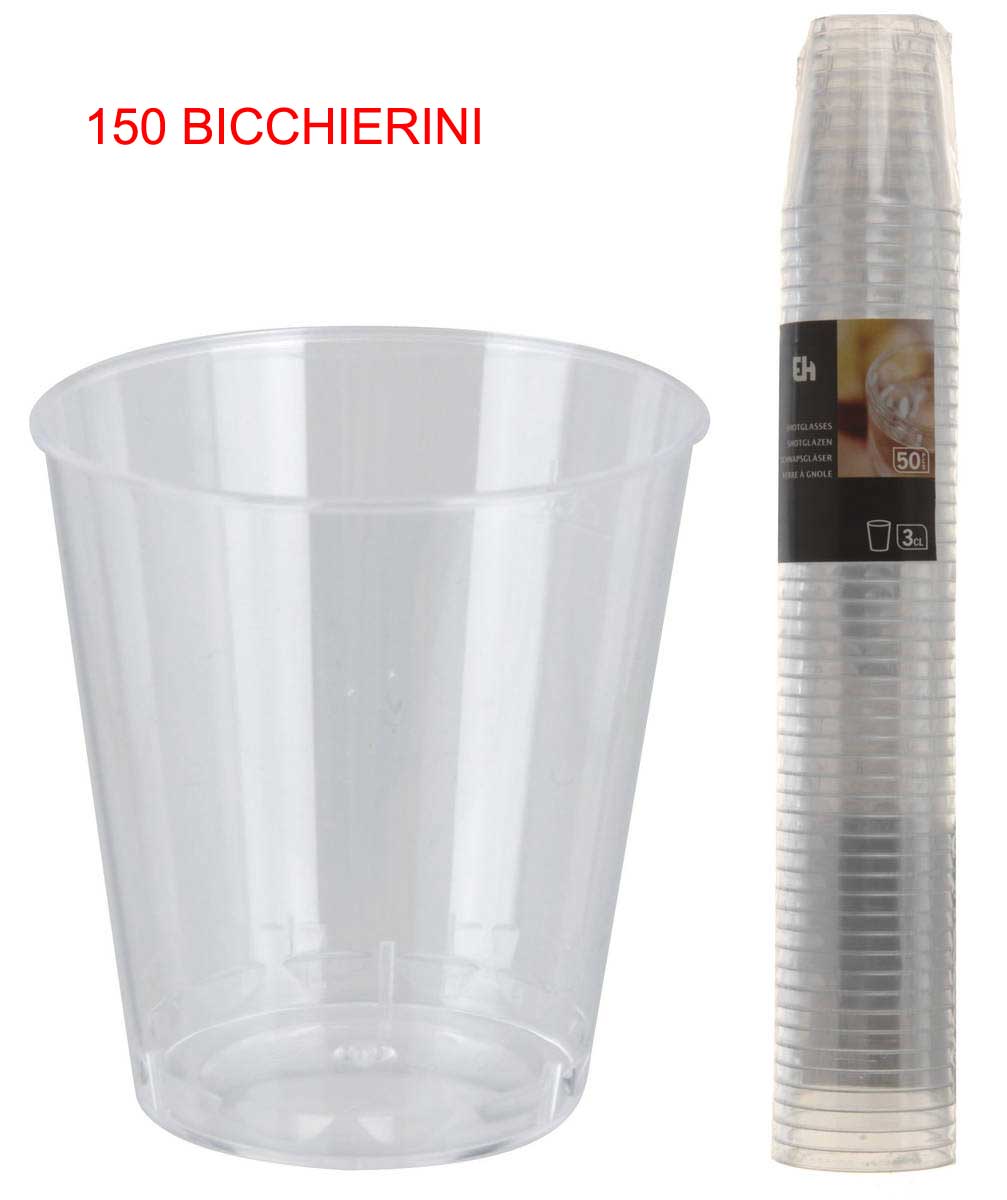 150 BICCHIERINI SHOTS TRASPARENTI PER DRINK