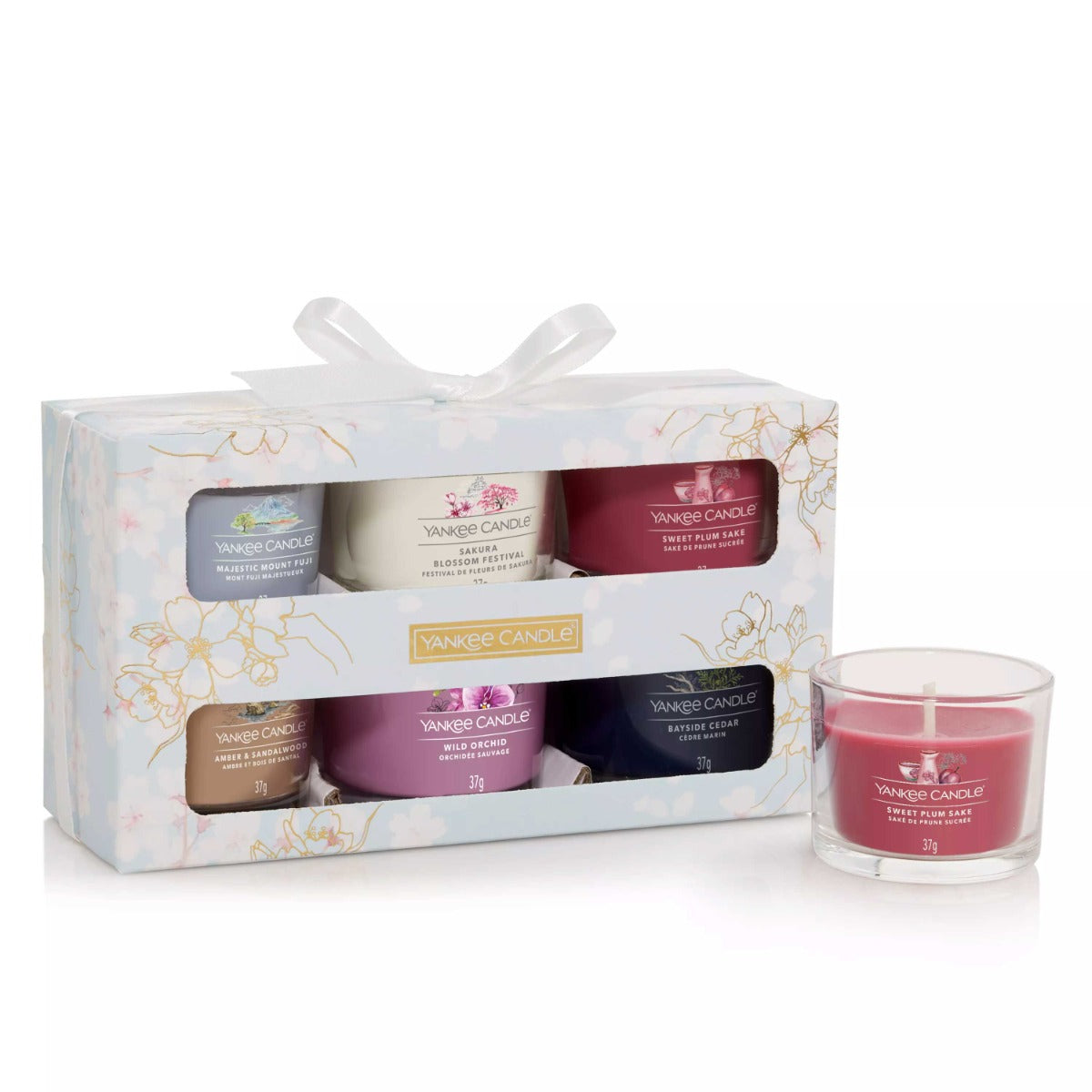 CONFEZIONE REGALO SAKURA BLOSSOM FESTIVAL 6 CANDELE VOTIVE IN VETRO