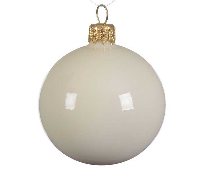 PALLINA DI NATALE IN VETRO BIANCO LANA LUCIDO 10CM