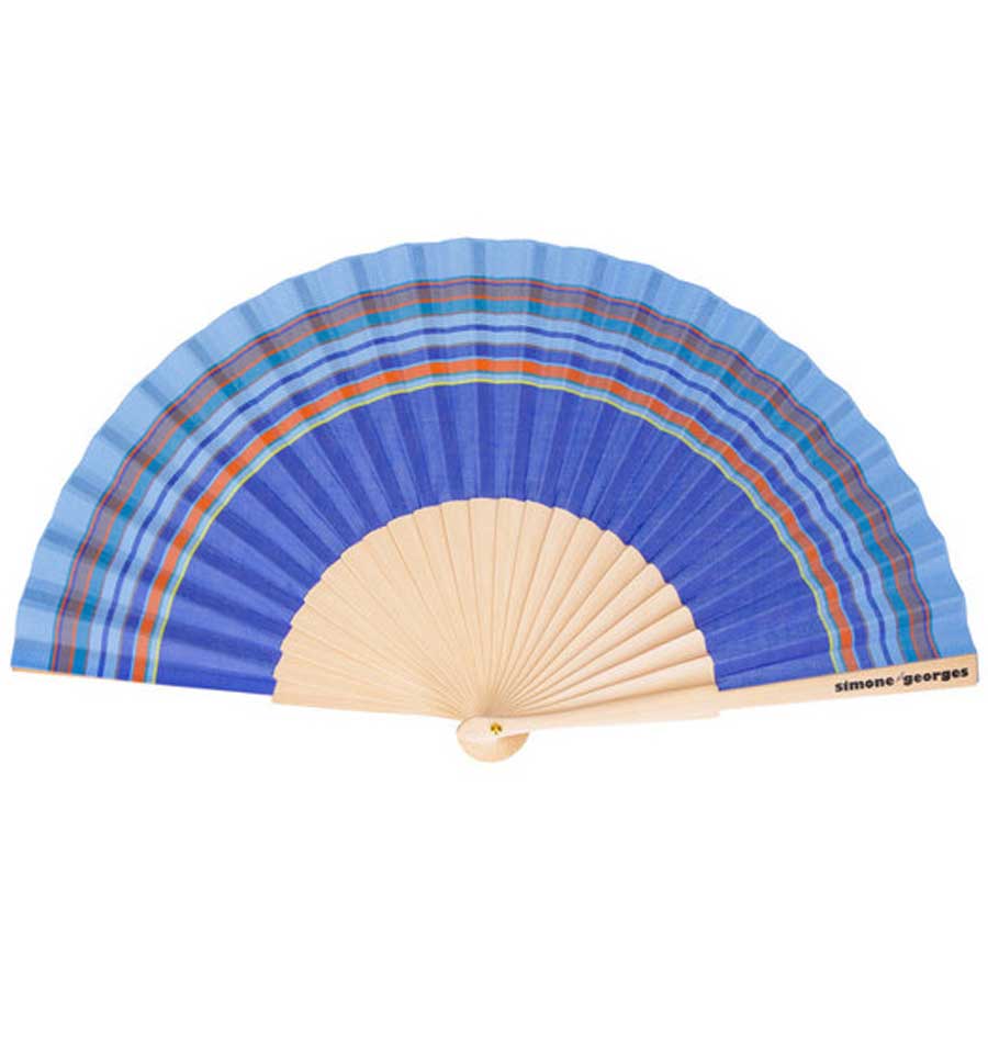 VENTAGLIO COTONE E LEGNO BLU VINCENT 23X3CM