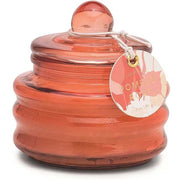 CANDELA IN CONTENITORE IN VETRO ROSSO PROFUMO POMELO E ROSA
