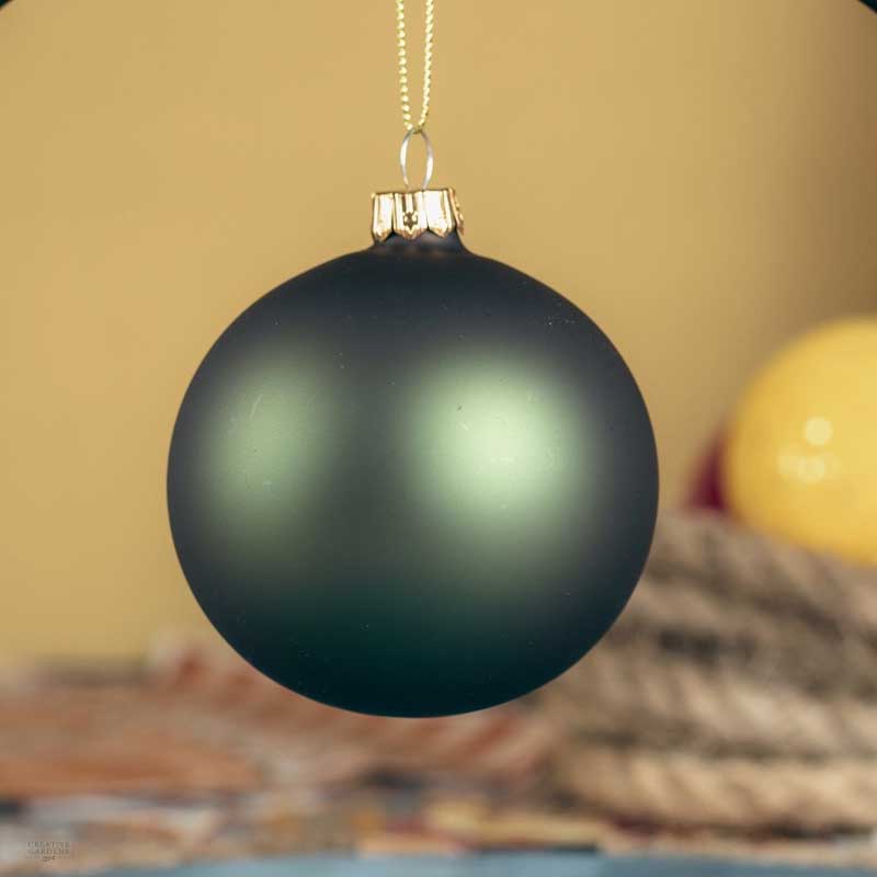 PALLINA DI NATALE IN VETRO VERDE PINO OPACO 8CM