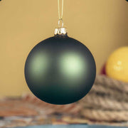 PALLINA DI NATALE IN VETRO VERDE PINO OPACO 10CM